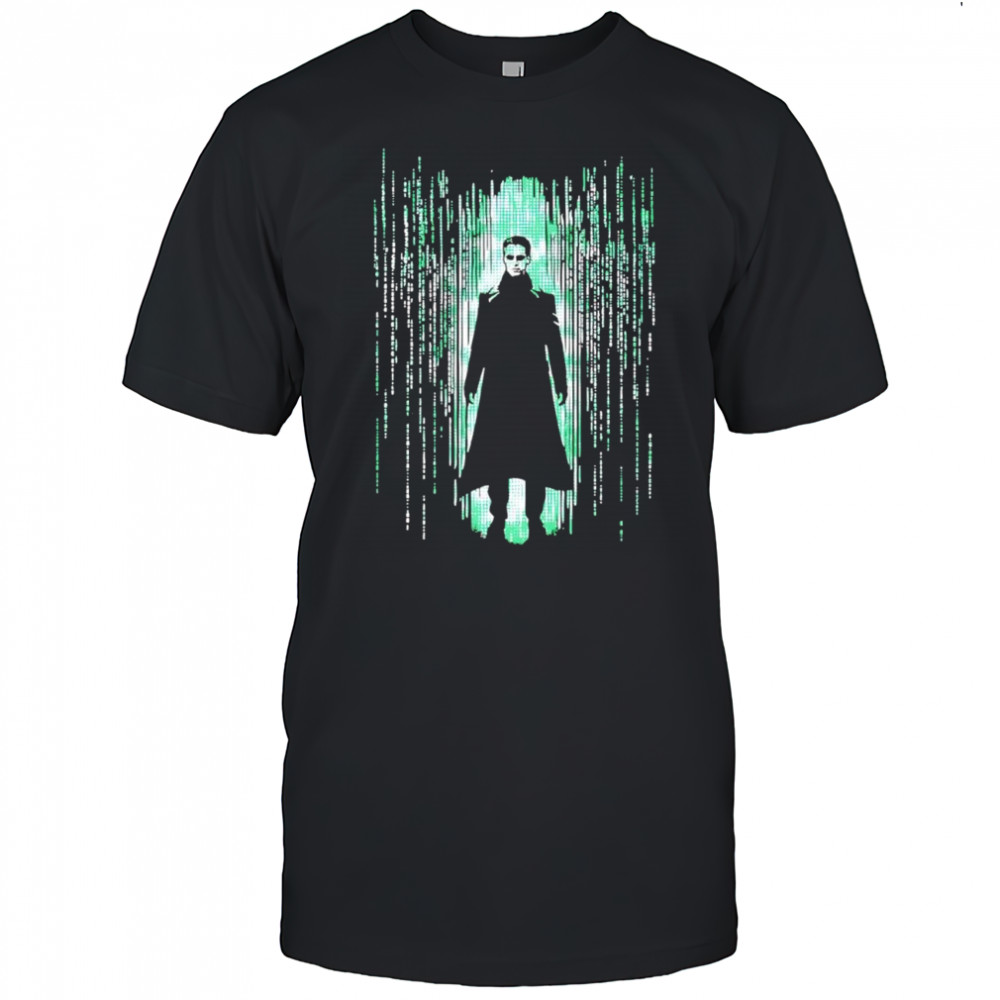 Neo The Matrix coded rain shirtNeo The Matrix code rain retro shirt