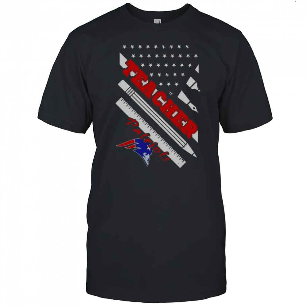 New England Patriots Football X Teacher American Flag T-Shirt