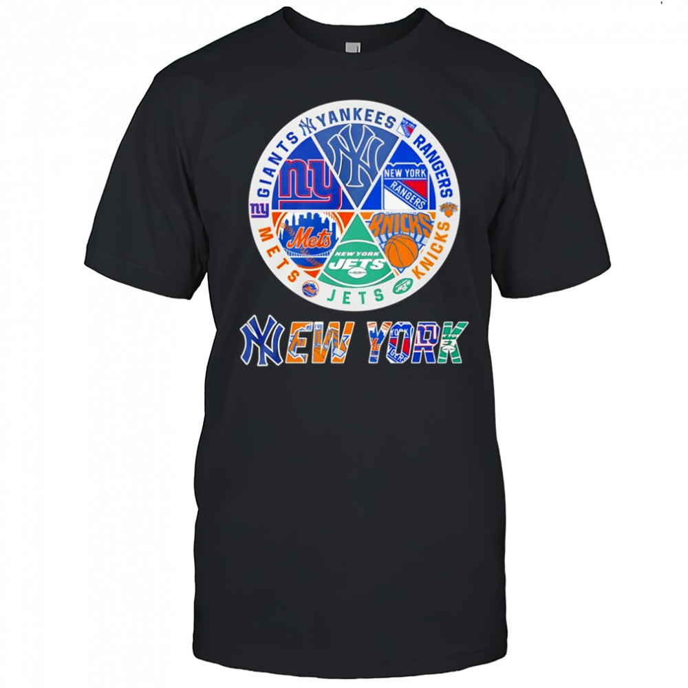 New York Mets New York Mets New York Knicks New York Giants New York Knicks and Rangers mashup logo shirt