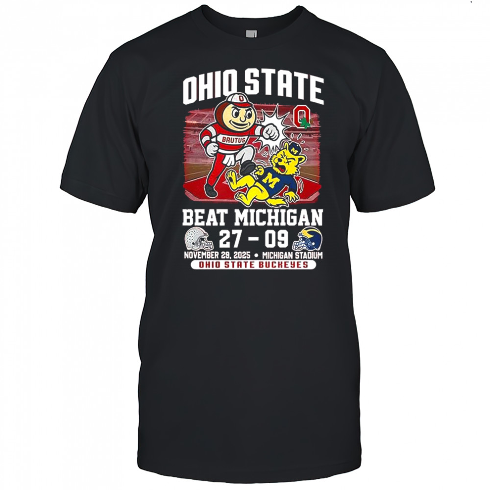 Ohio State Buckeyes beat Michigan Wolverines NCAA 2025 Final score mascot shirt