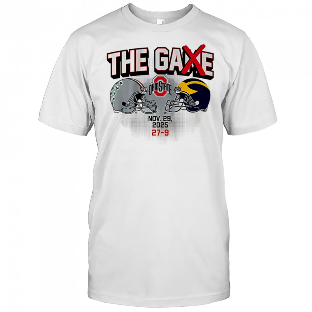 Ohio State Buckeyes vs Michigan Wolverines NCAA The Game 2025 score 27-9 helmet shirt