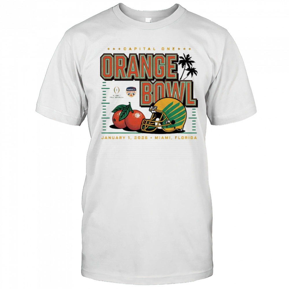 Oregon Ducks 2026 Orange Bowl helmets shirt