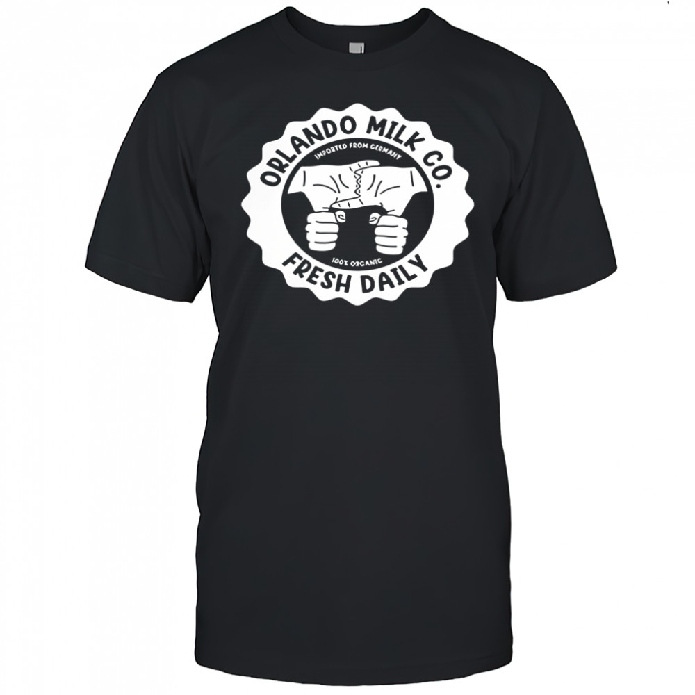 Orlando milk co fresh daily imported from germany logo shirt