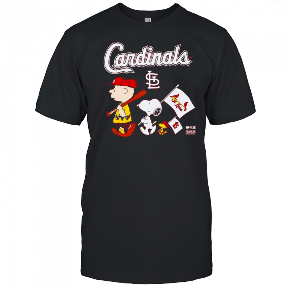 Peanuts Chracters Flag with St. Louis Cardinals Red shirt