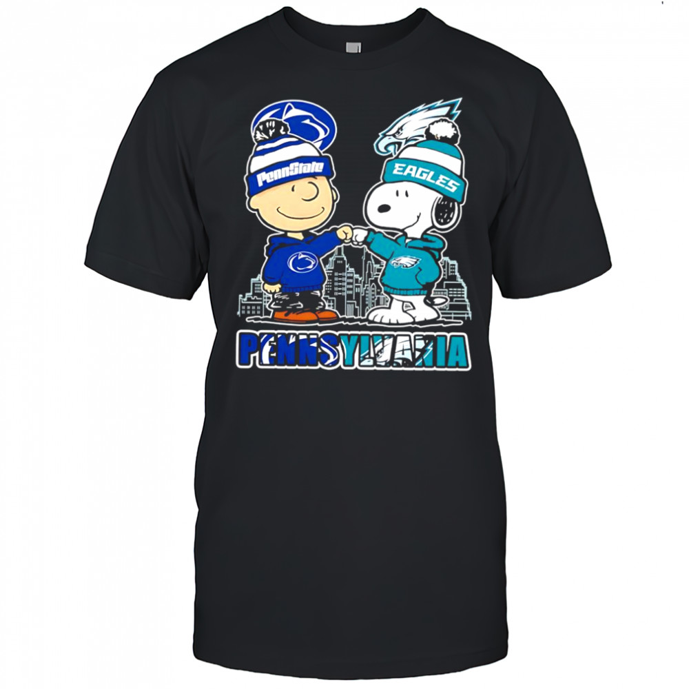 Pennsylvania Charlie Brown & Snoopy with Penn State & Philadelphia Eagles logo shirt