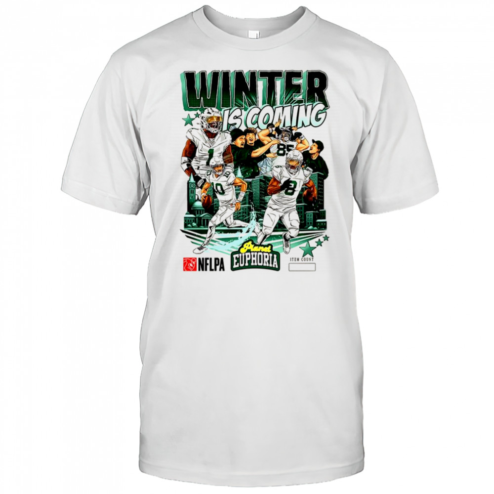 Philadelphia Eagles football winter is coming plyaer city skyline shirt