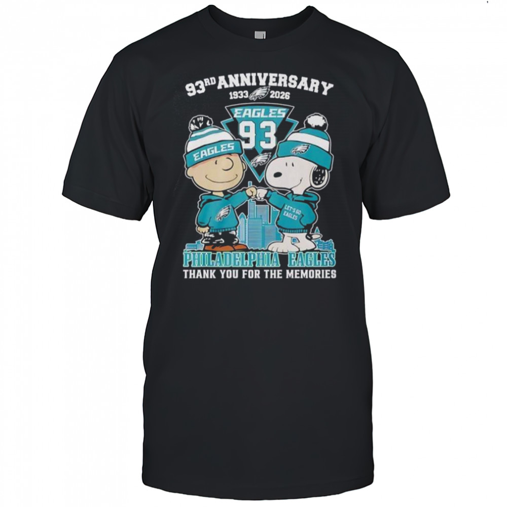 Philadelphia Eagles Outfit With Snoopy And Charlie Brown 93rd Anniversary 1933 2026 T-Shirt