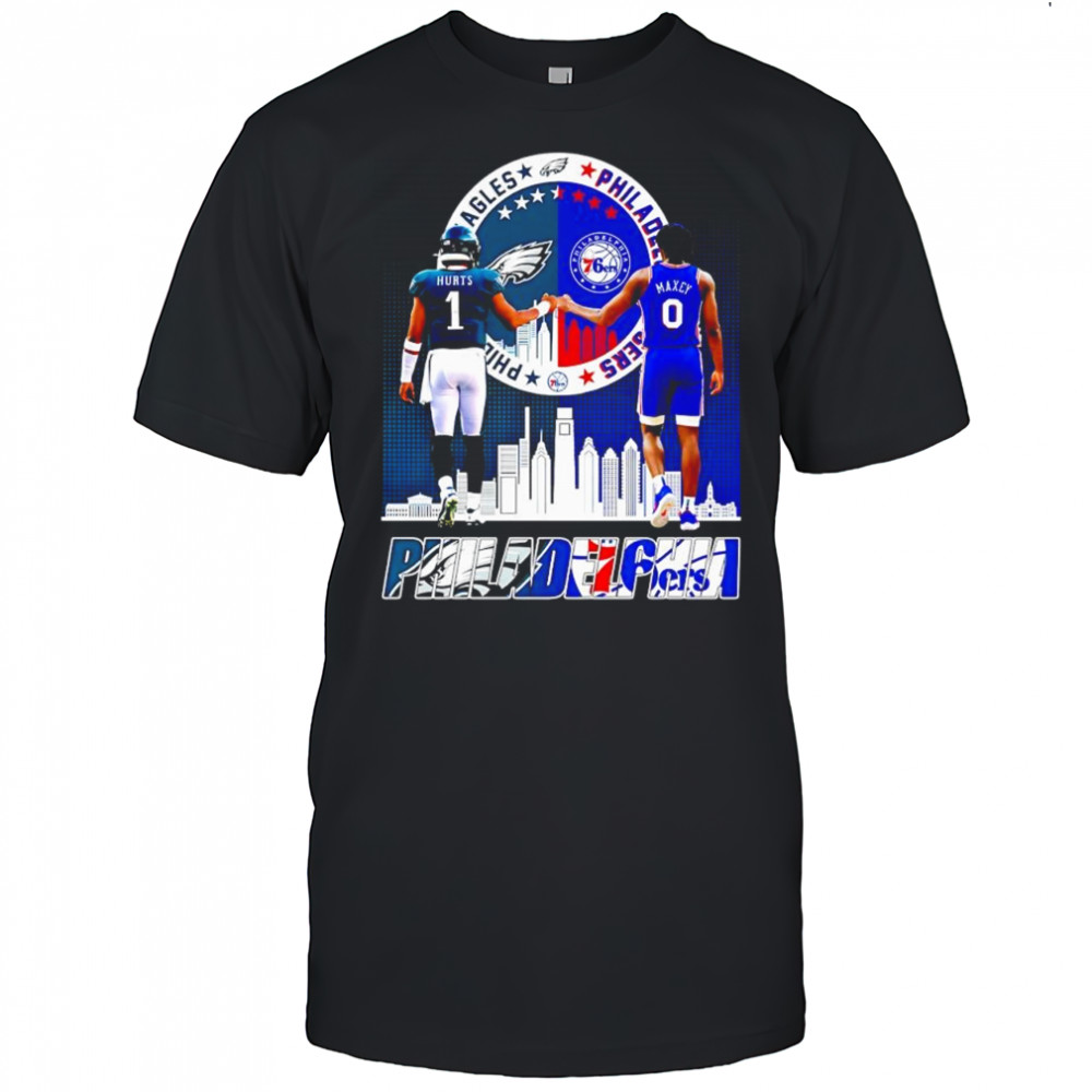 Philadelphia sports Eagles vs 76ers quarterback Jalen Hurts vs Tyrese Maxey shirt