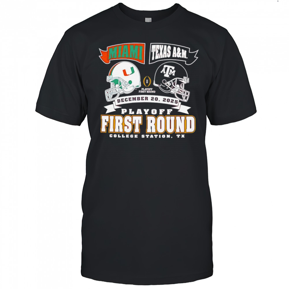 Playoff First Round game Miami Hurricanes vs Texas A&M Aggies December 20th 2025 shirt