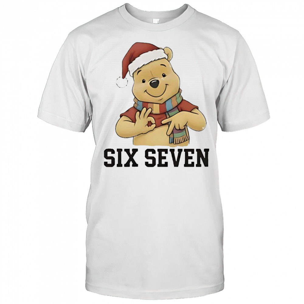 Pooh Santa hat Six Seven graphic shirt