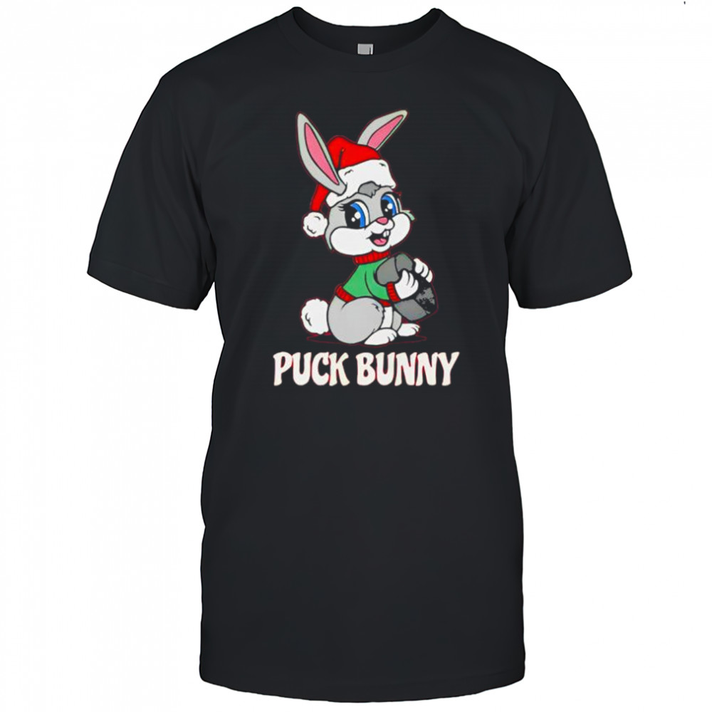 Puck Bunny Santa hat shirt