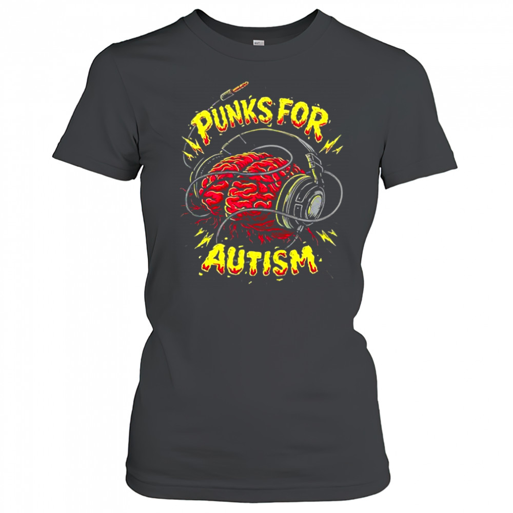 Punks for Autism brain headphones graphic shirt