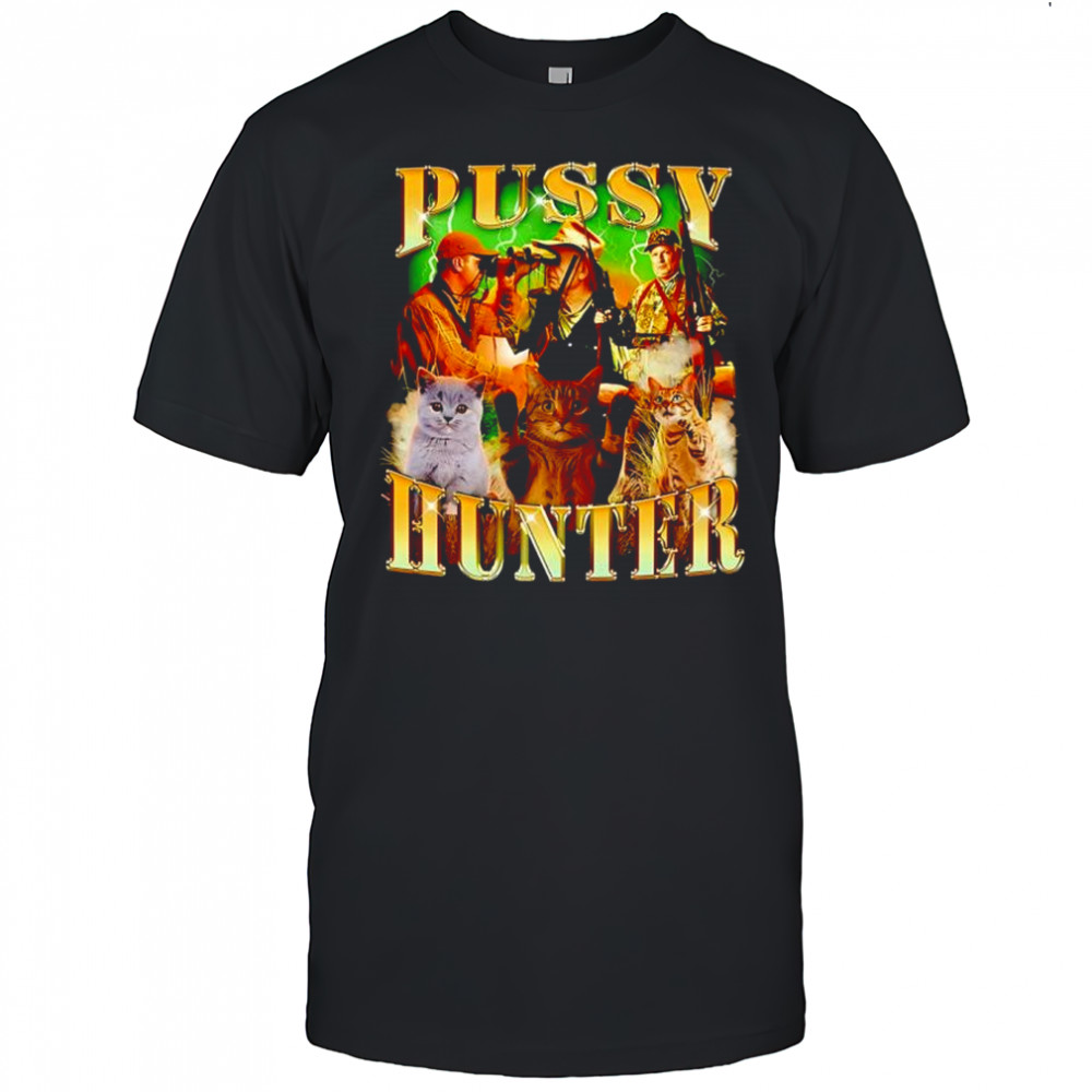 Pussy Hunter cat & hunter imagery graphic shirt