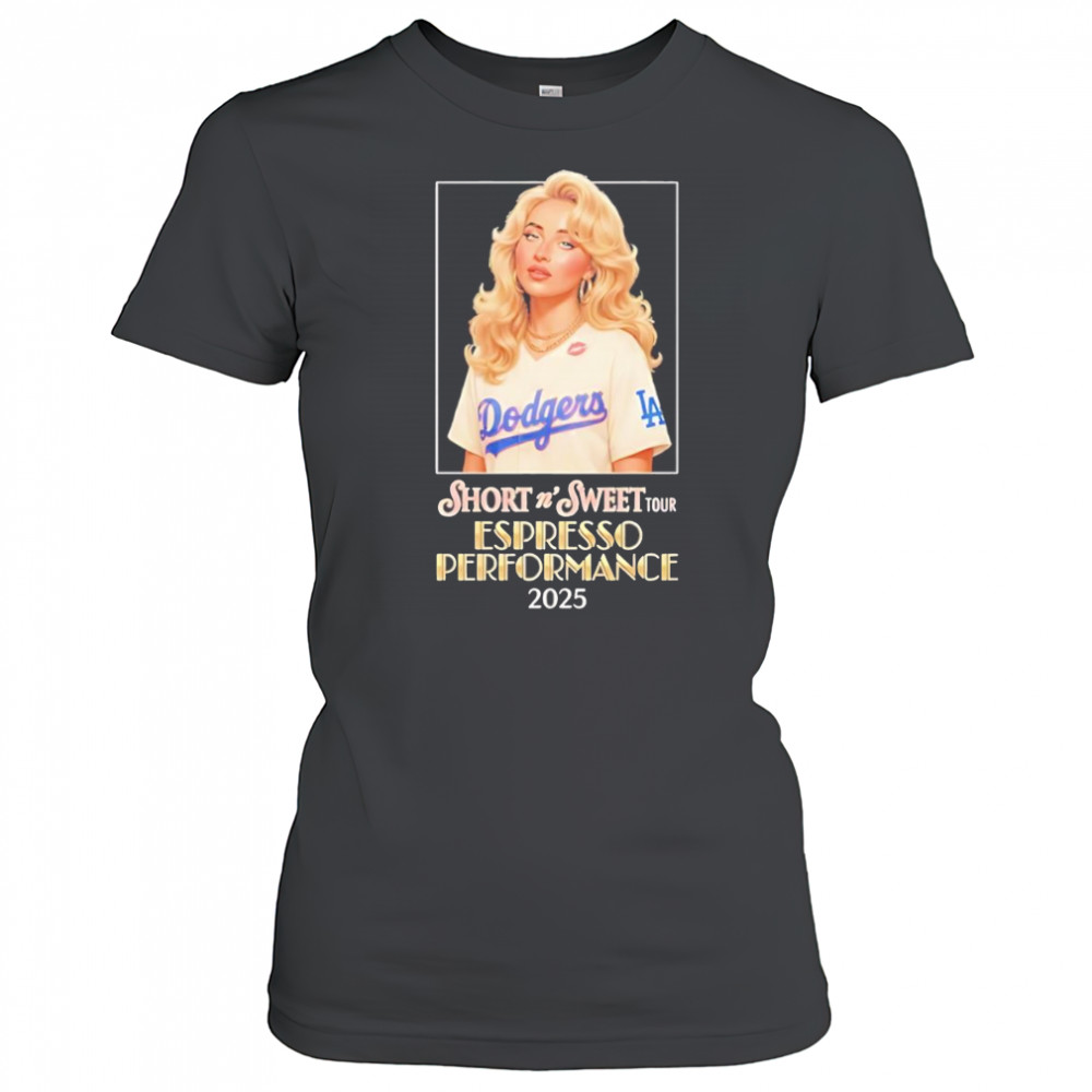 Sabrina Carpenter x Los Angeles Dodgers Short n Sweet Tour 2025 Espresso Performance Shirt