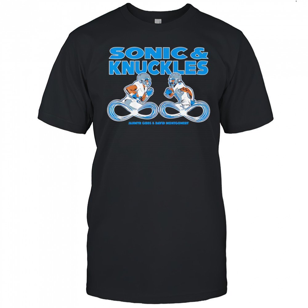 Sega and Knuckles as Jahmyr Gibbs and David Montgomery Detroit Lions football shirt