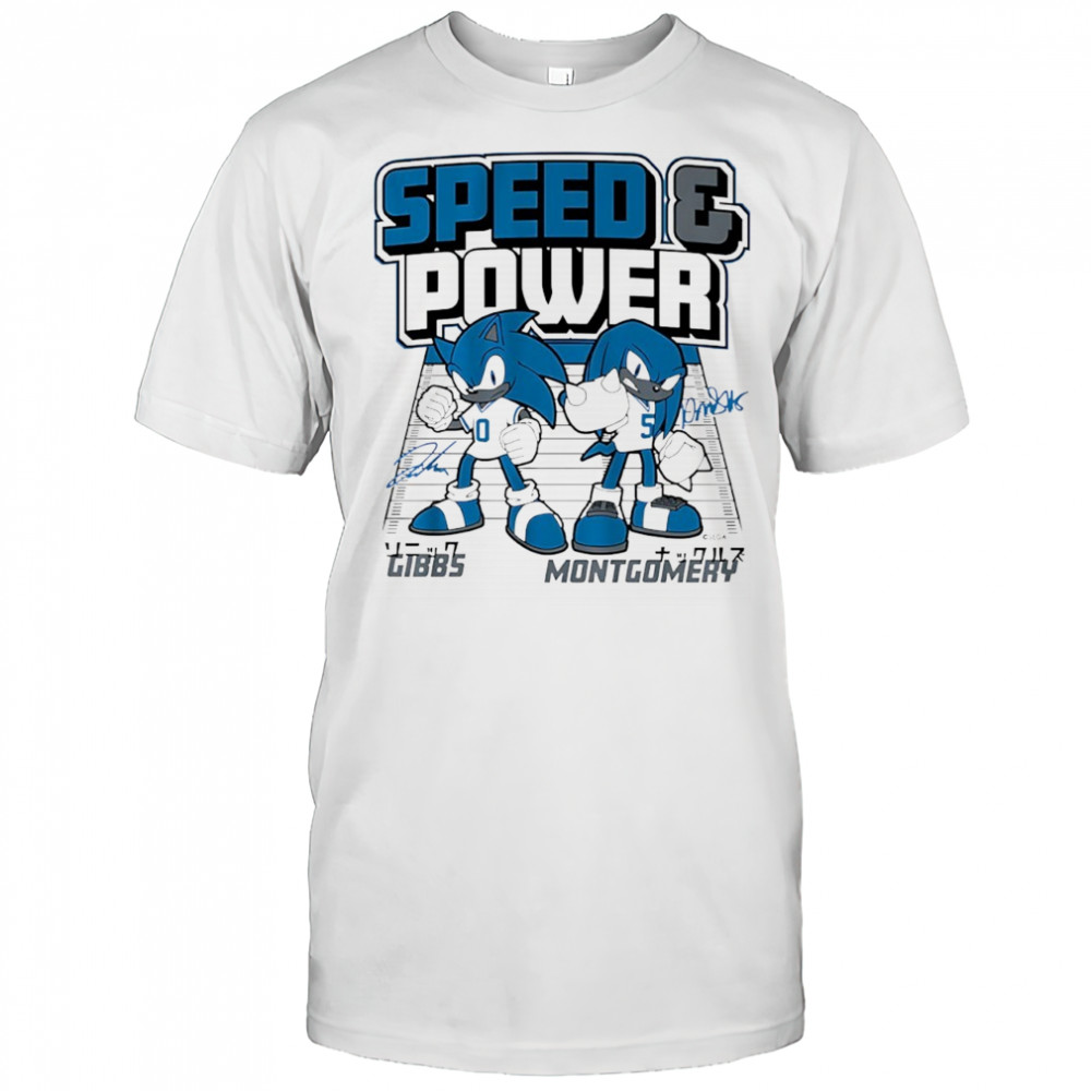 Sega and Knuckles as Jahmyr Gibbs and David Montgomery spead and power Detroit Lions football shirt