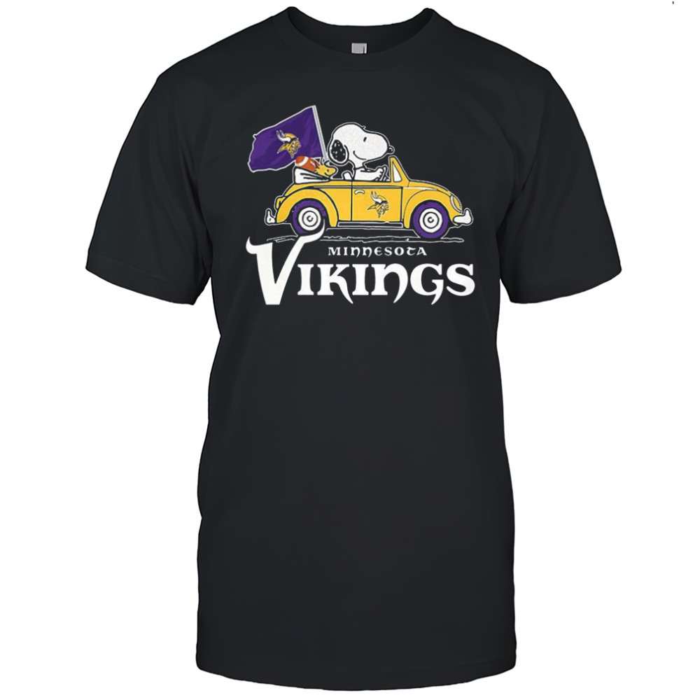 Snoopy Driving Volkswagen Minnesota Vikings flag shirt