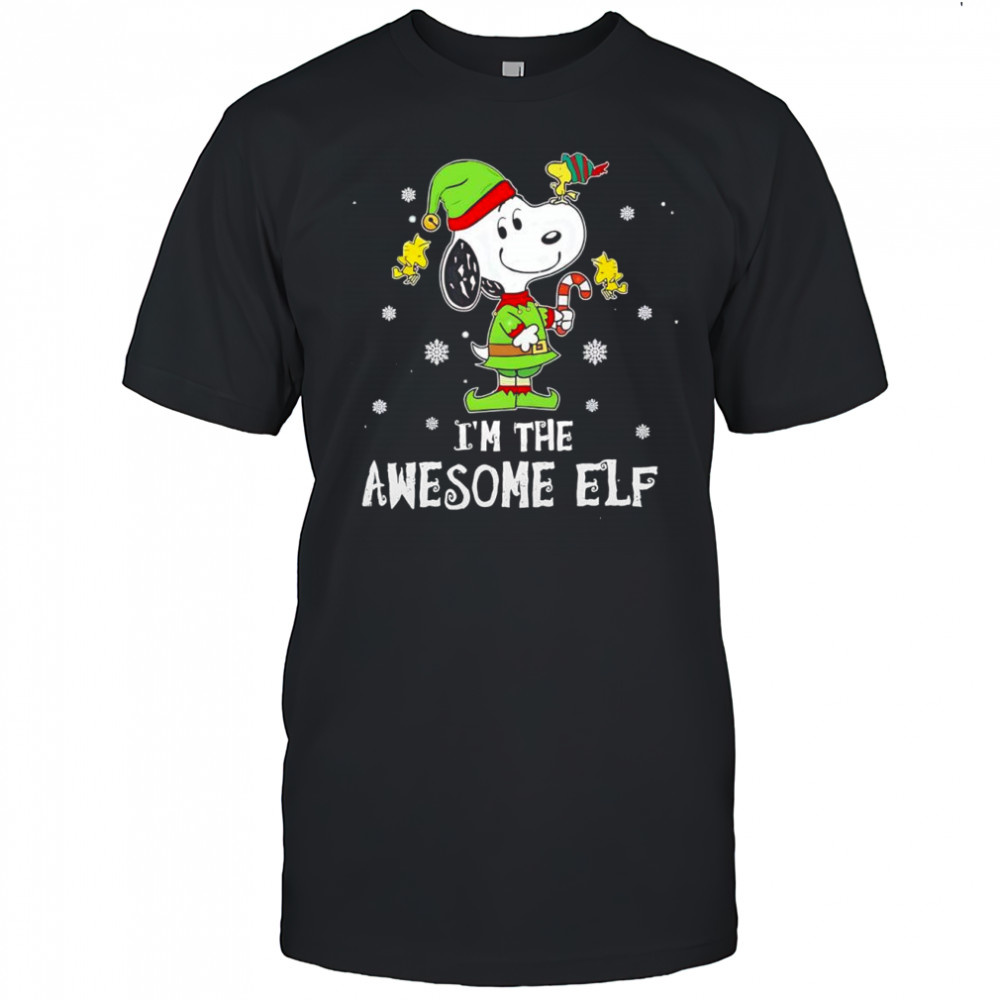 Snoopy Woodstock I;m the Awesome ELF Christmas holiday shirt
