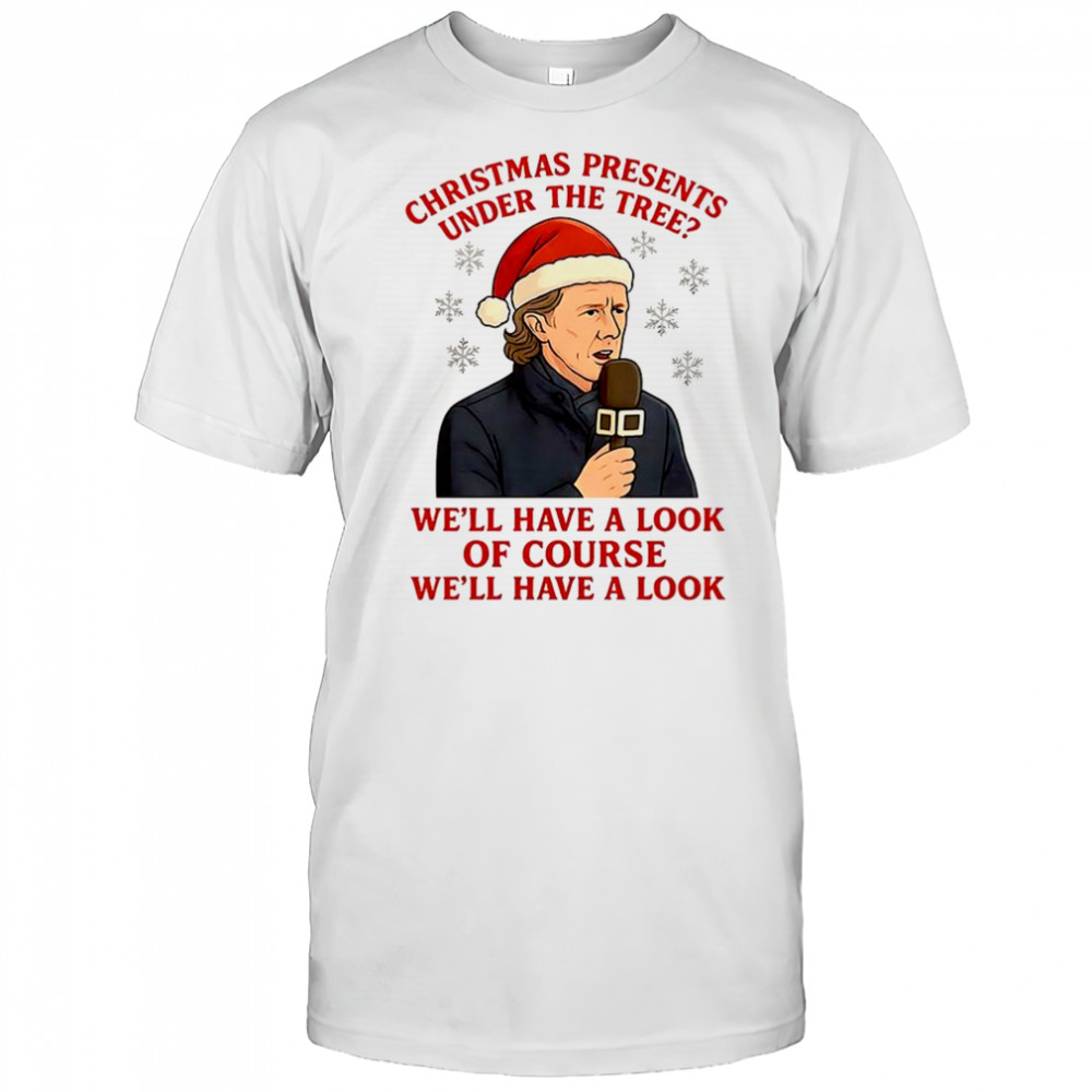 Steve McManaman Christmas presents under the tree we’ll have a look ugly Christmas shirt