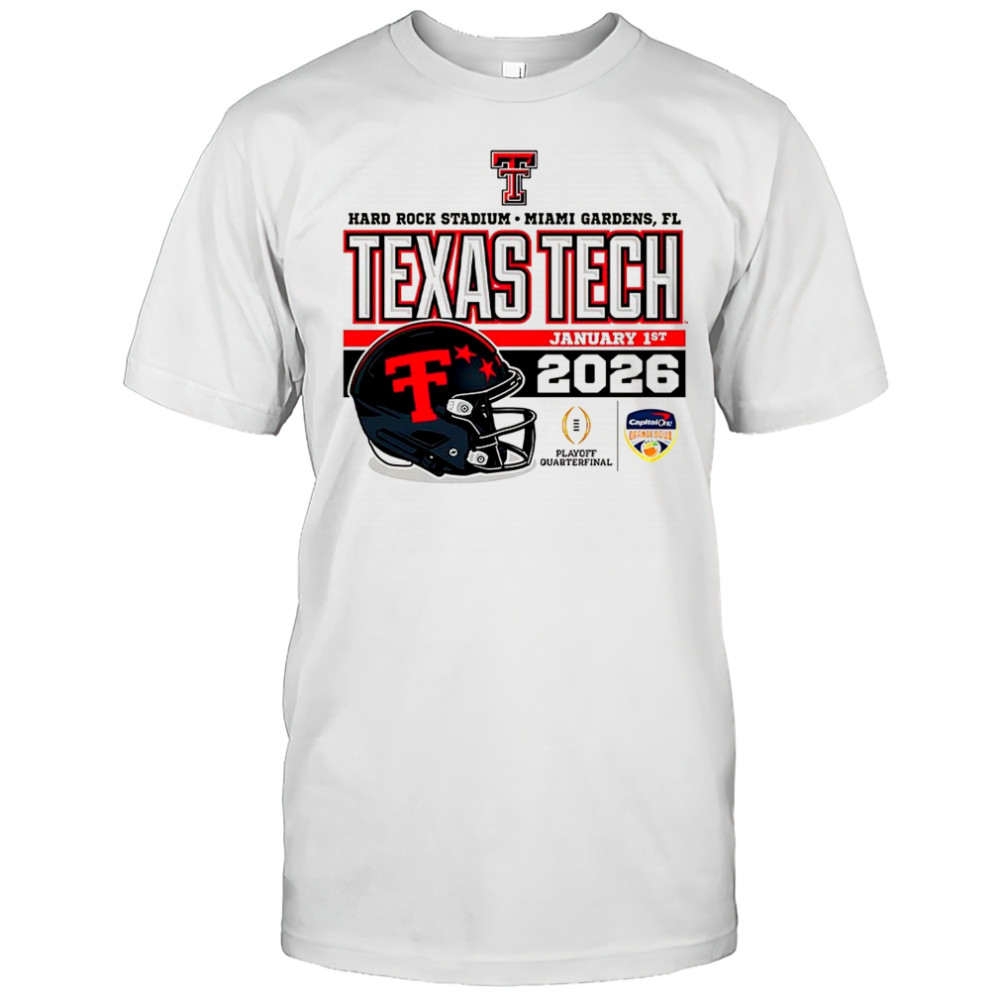Texas Tech Red Raiders January 2026 CFP Hard Rock stadium helmet shirt