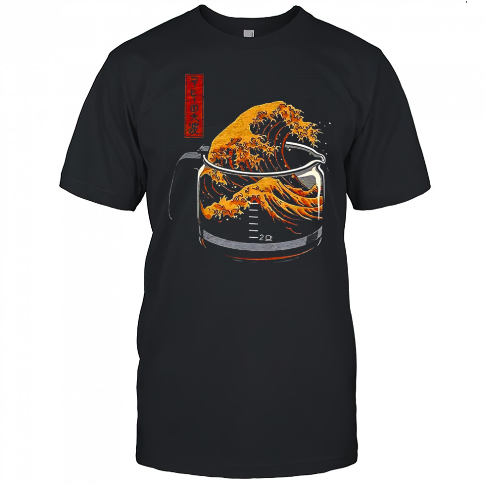 The great wave of coffee woodblock print Kanagawa parody shirt
