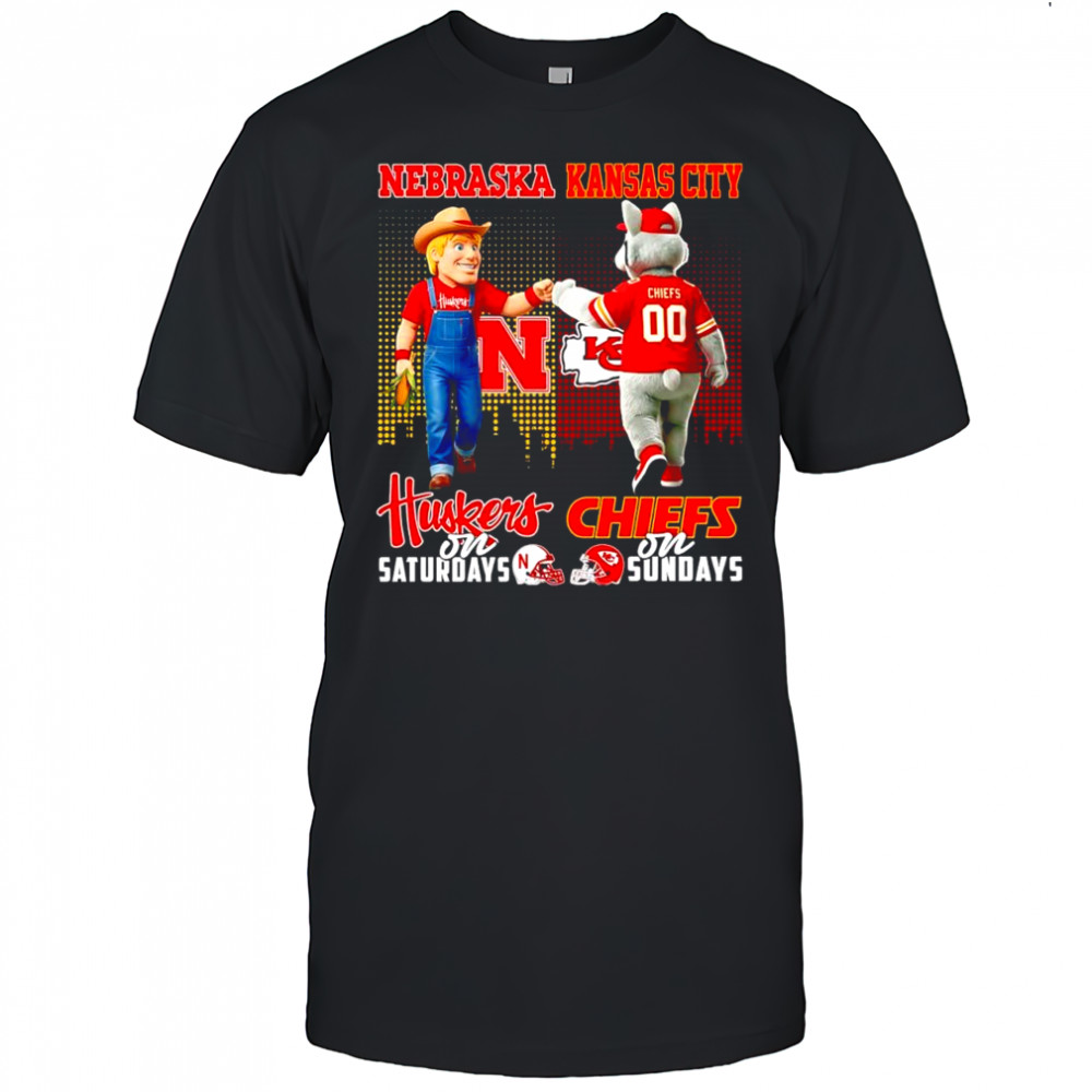 The Nebraska Cornhuskers on Saturdays and Kansas City Chiefs on Sundays mascots college shirt