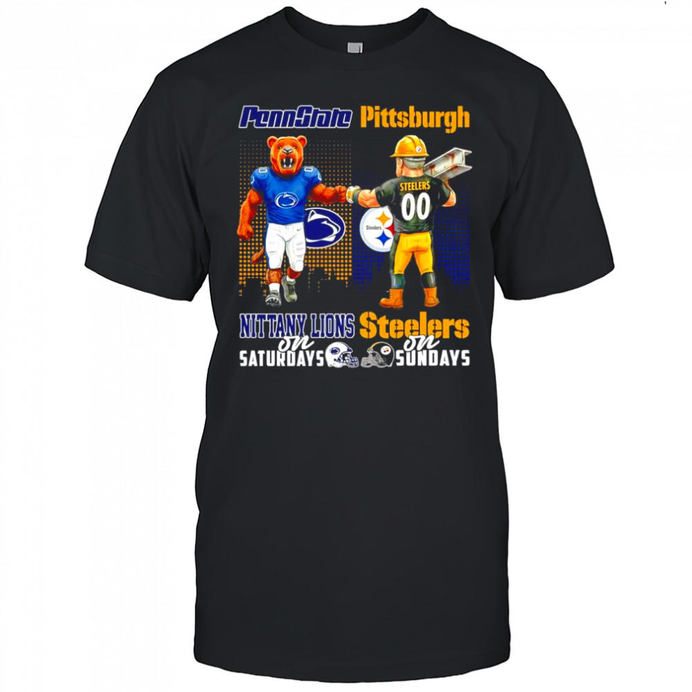 The Penn State Nittany Lions on Saturdays and Pittsburgh Steelers on Sundays mascots college shirt