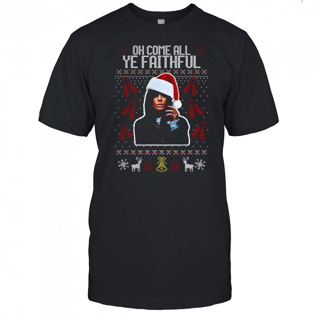 The traitors Claudia Winkleman Santa hat oh come all ye faithful ugly Christmas shirt