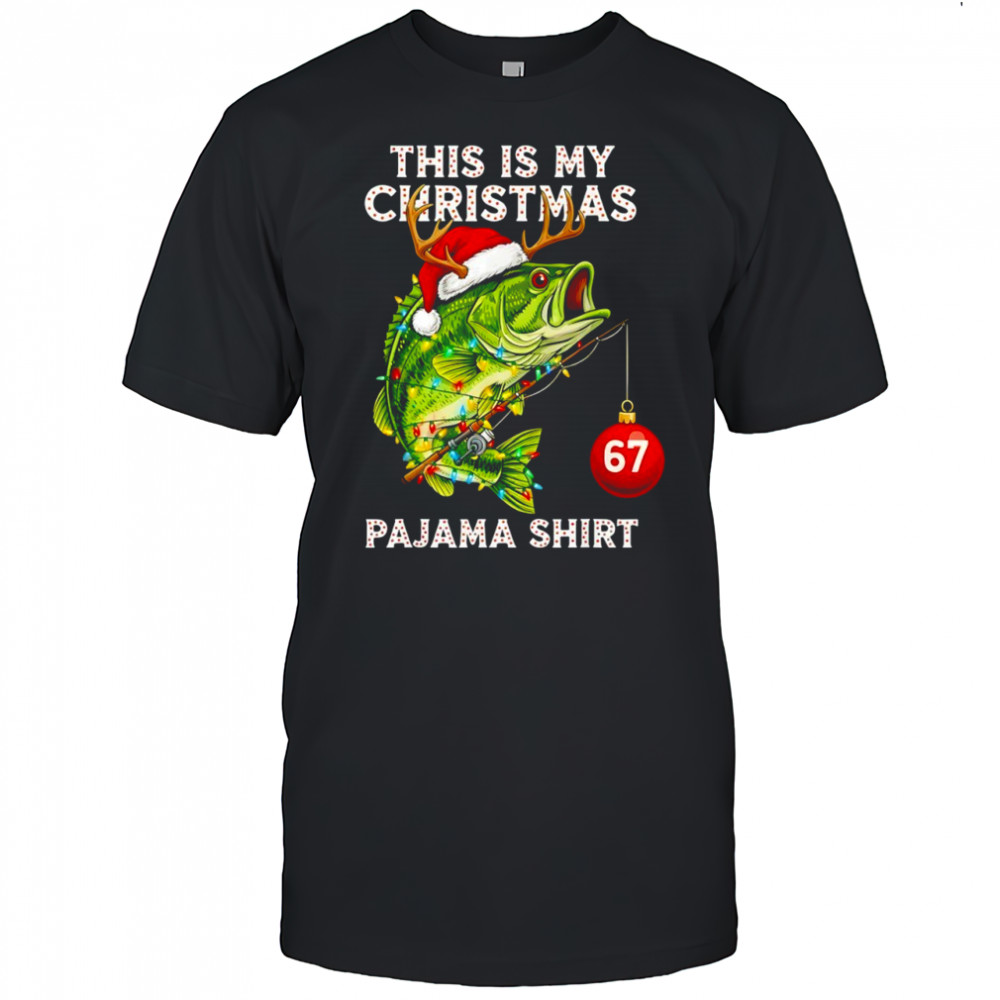 This is My Christmas Pajama Bass Fish Santa Hat shirt