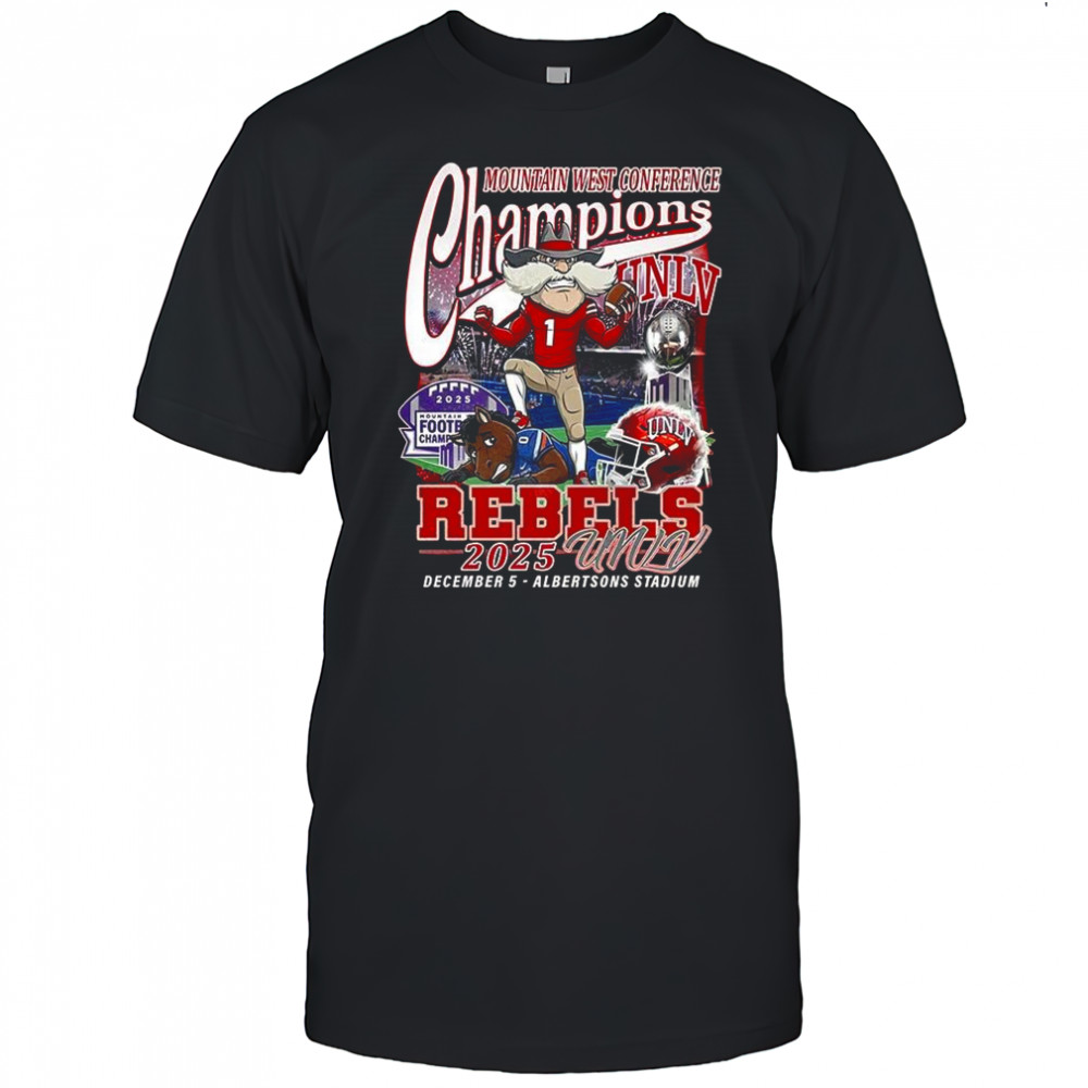 UNLV Rebels Mountain West Conference Champions 2025 Albertsons stadium mascot shirt