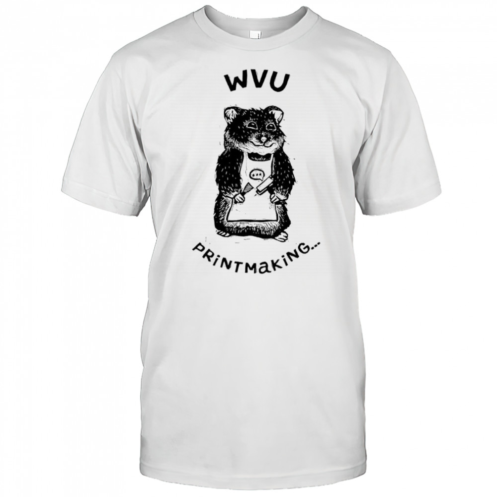 West Virginia University WVU Engraved Hamster Chef printmaking shirt