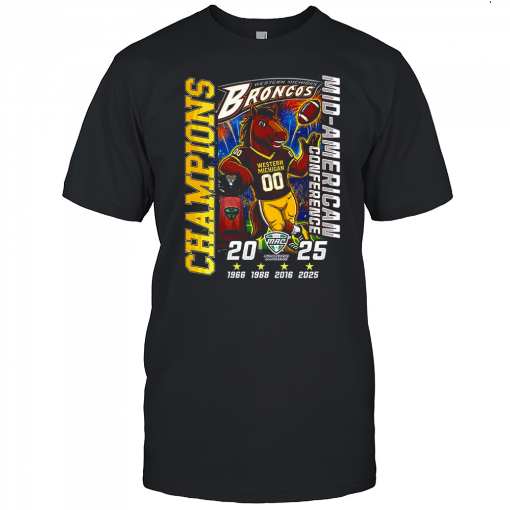 Western Michigan Broncos mascot Mid-American conference Champions 2025 shirt