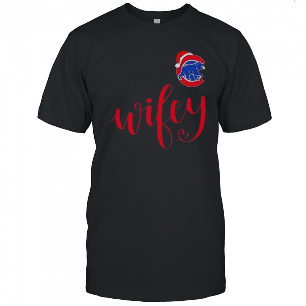 Wifey Chicago Cubs Santa Hat Merry Christmas T-Shirt