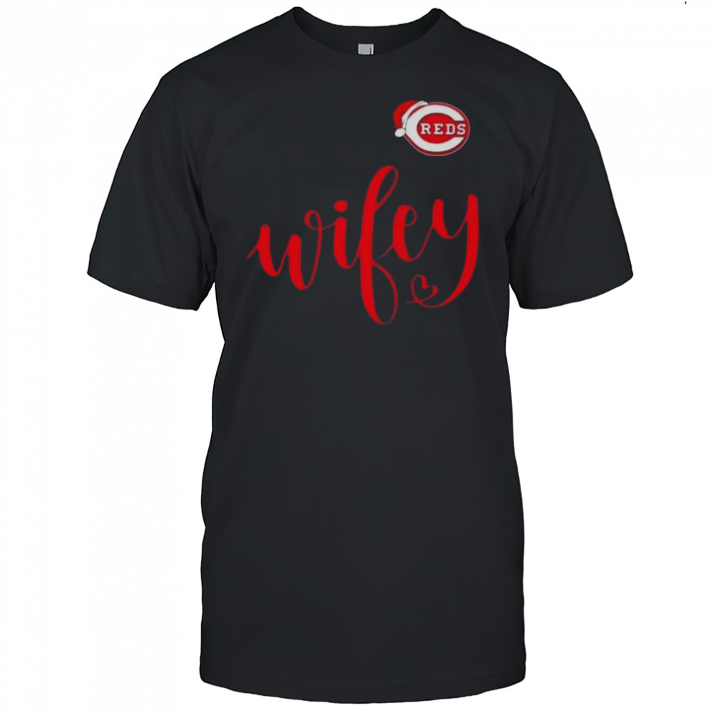Wifey Cincinnati Reds Santa Hat Merry Christmas T-Shirt