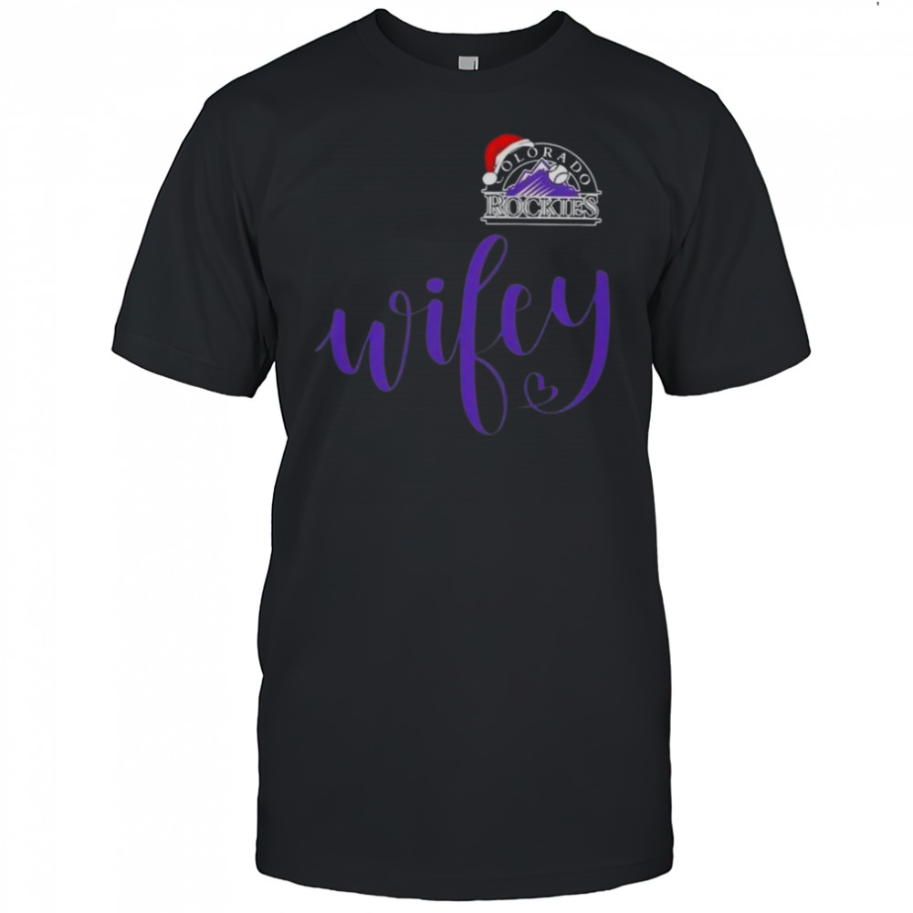 Wifey Colorado Rockies Santa Hat Merry Christmas T-Shirt
