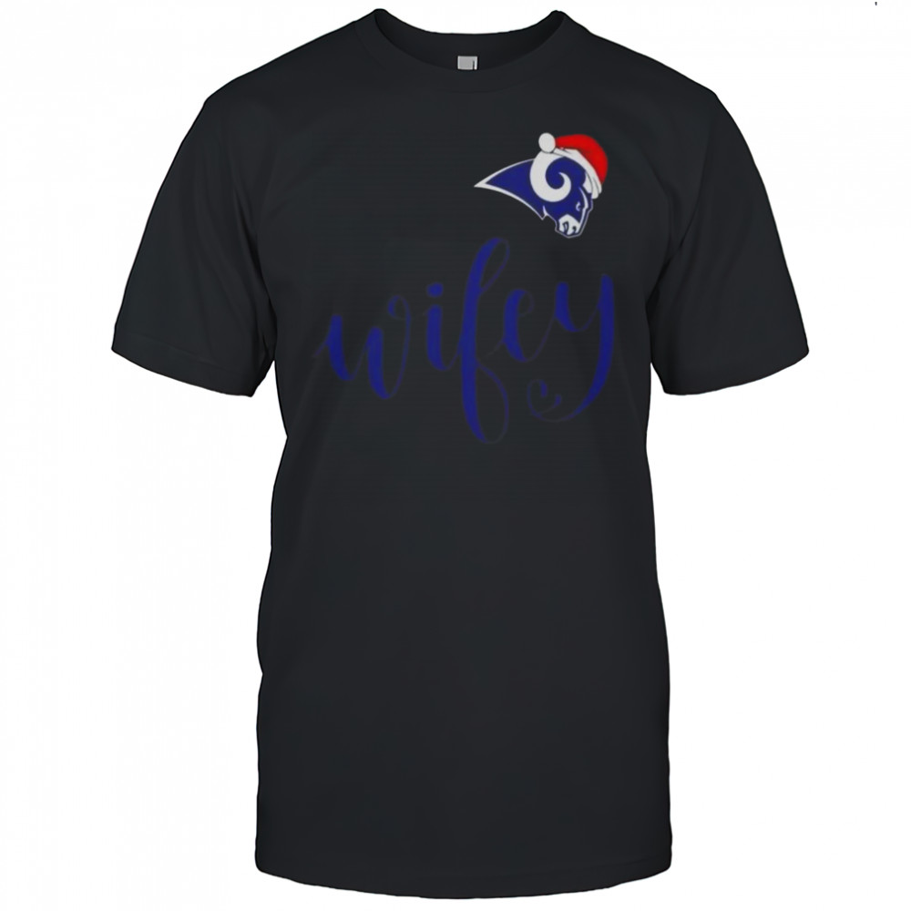 Wifey Los Angeles Rams Santa Hat Merry Christmas T-Shirt