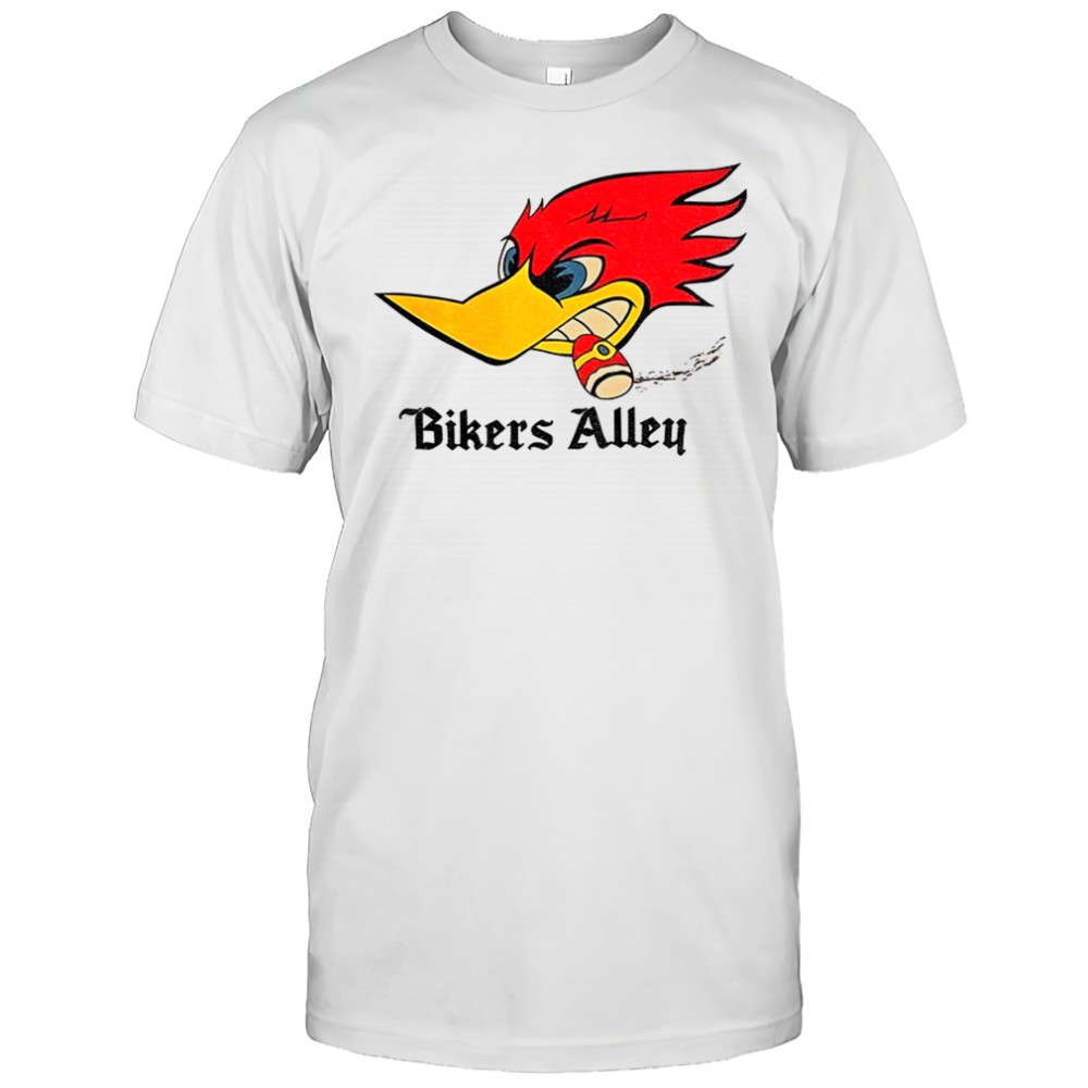 Woody Woodpecker smoking Bikers Alley logo shirt