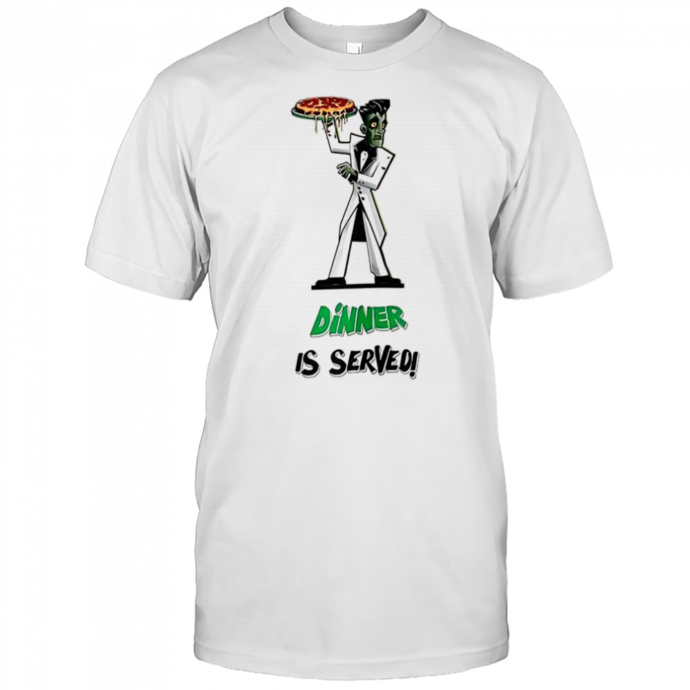 Zombie holding pizza Dinner is served shirt