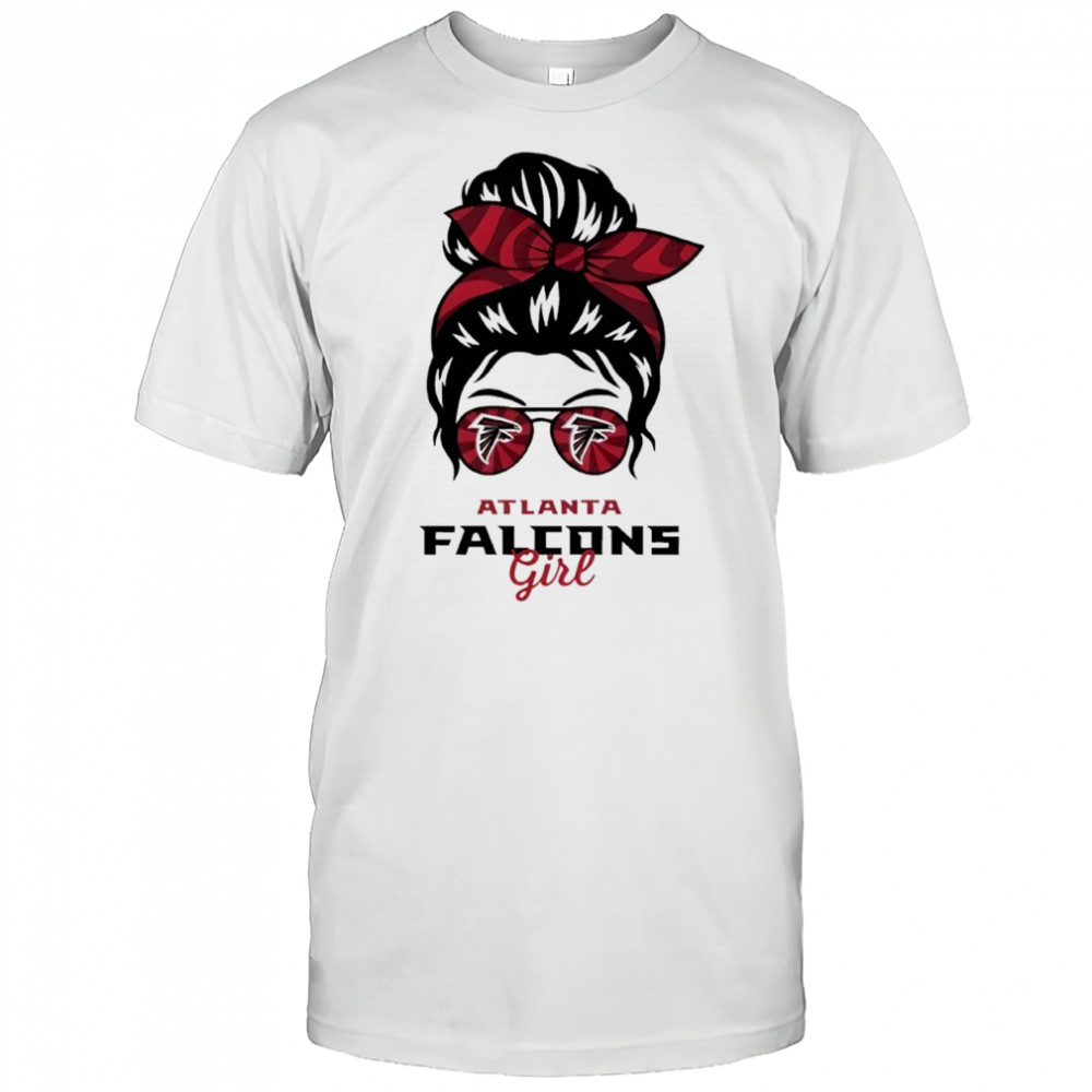 Atlanta Falcons Girl Messy Bun Glasses shirt