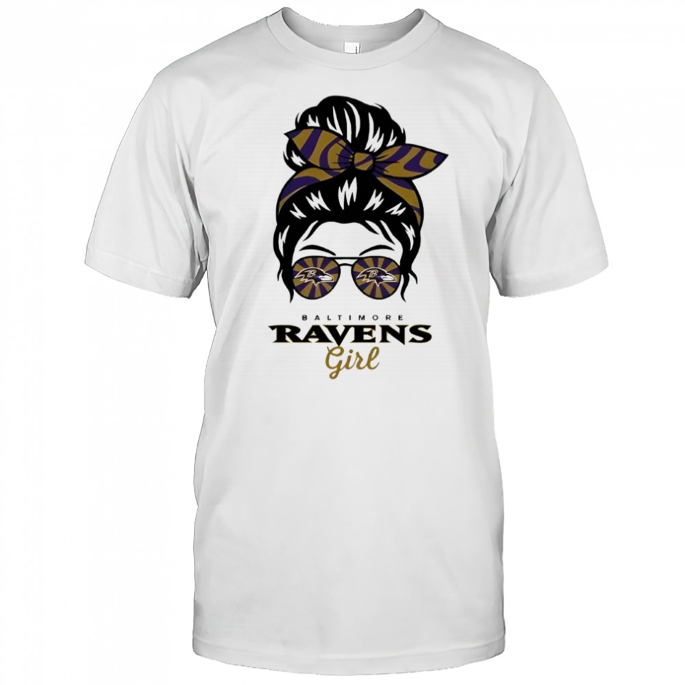Baltimore Ravens Girl Messy Bun Glasses shirt