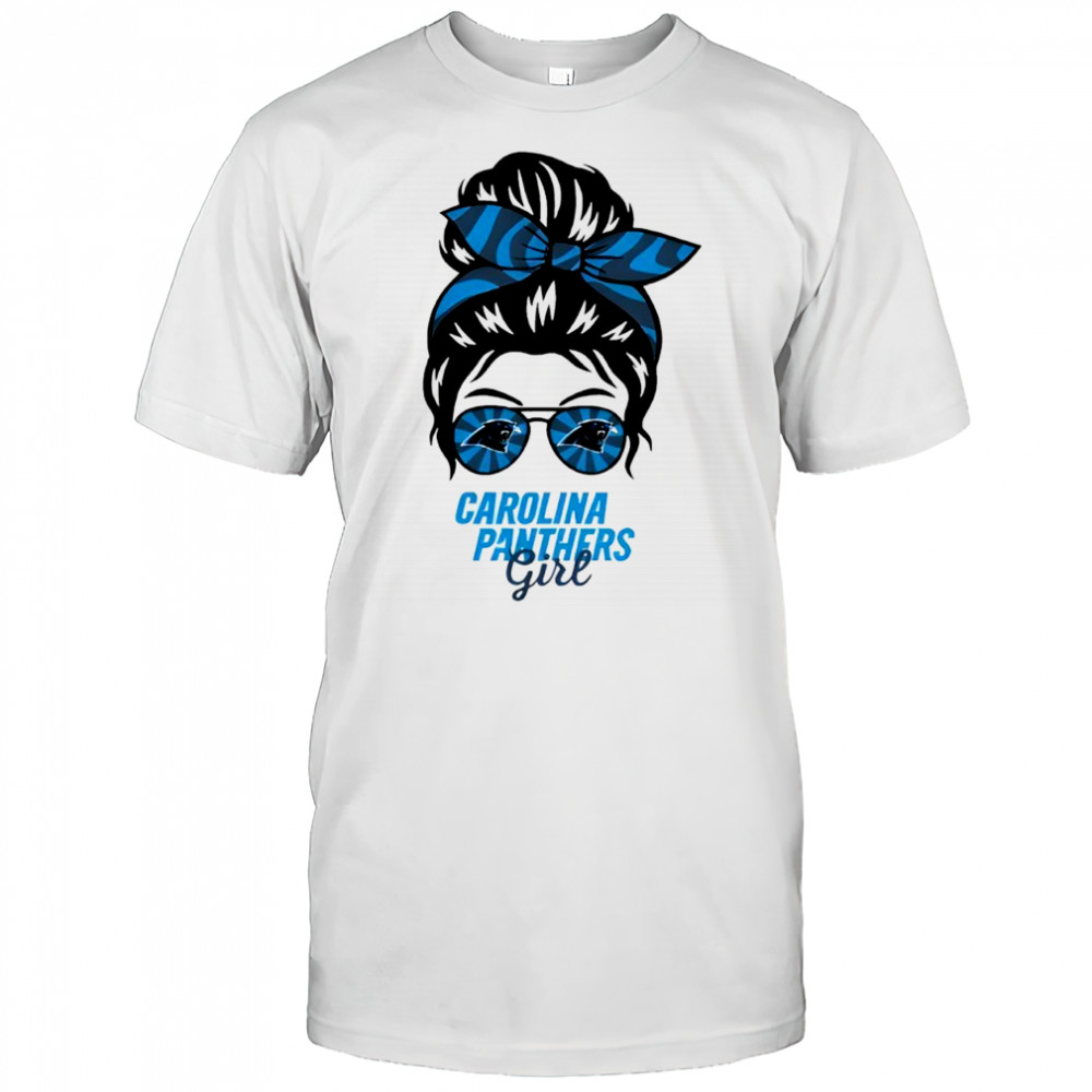 Carolina Panthers Girl Messy Bun Glasses shirt