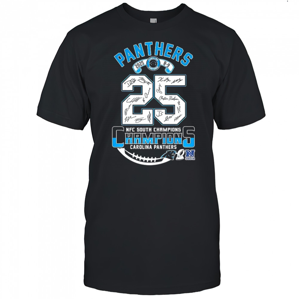 Carolina Panthers NFC South Champions Super Bowl LIX signature shirt