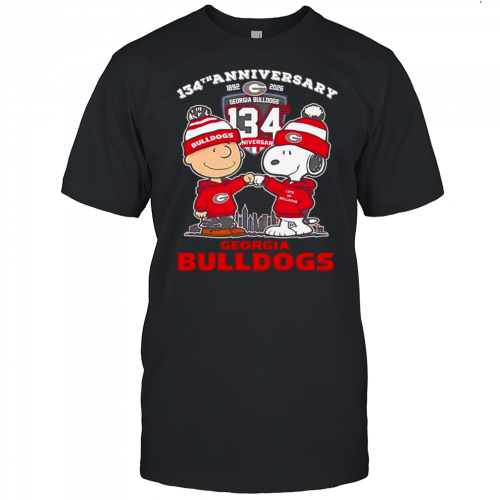 Charlie Brown and Snoopy Georgia Bulldogs 134th anniversary 1892-2026 celebrate shirt