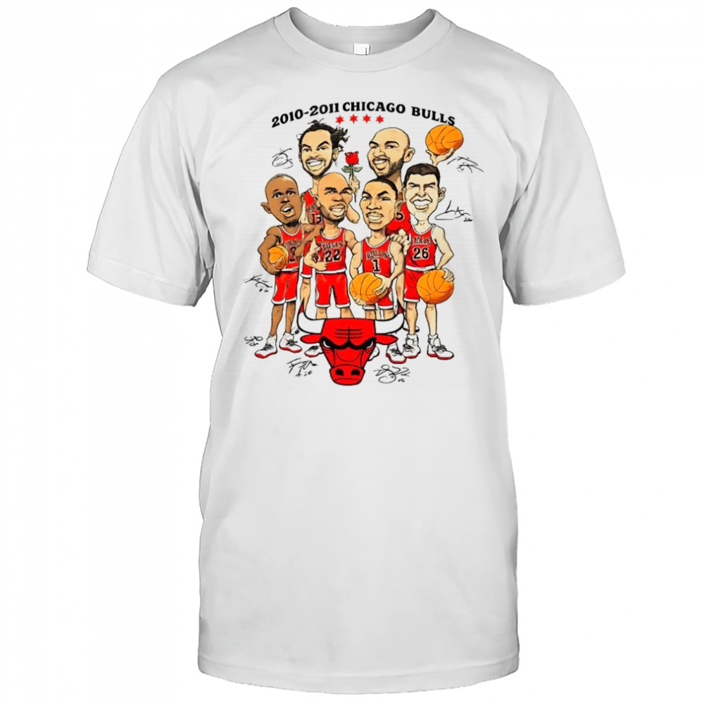 Chicago Bulls NBA 2010-2011 player caricature signature shirt