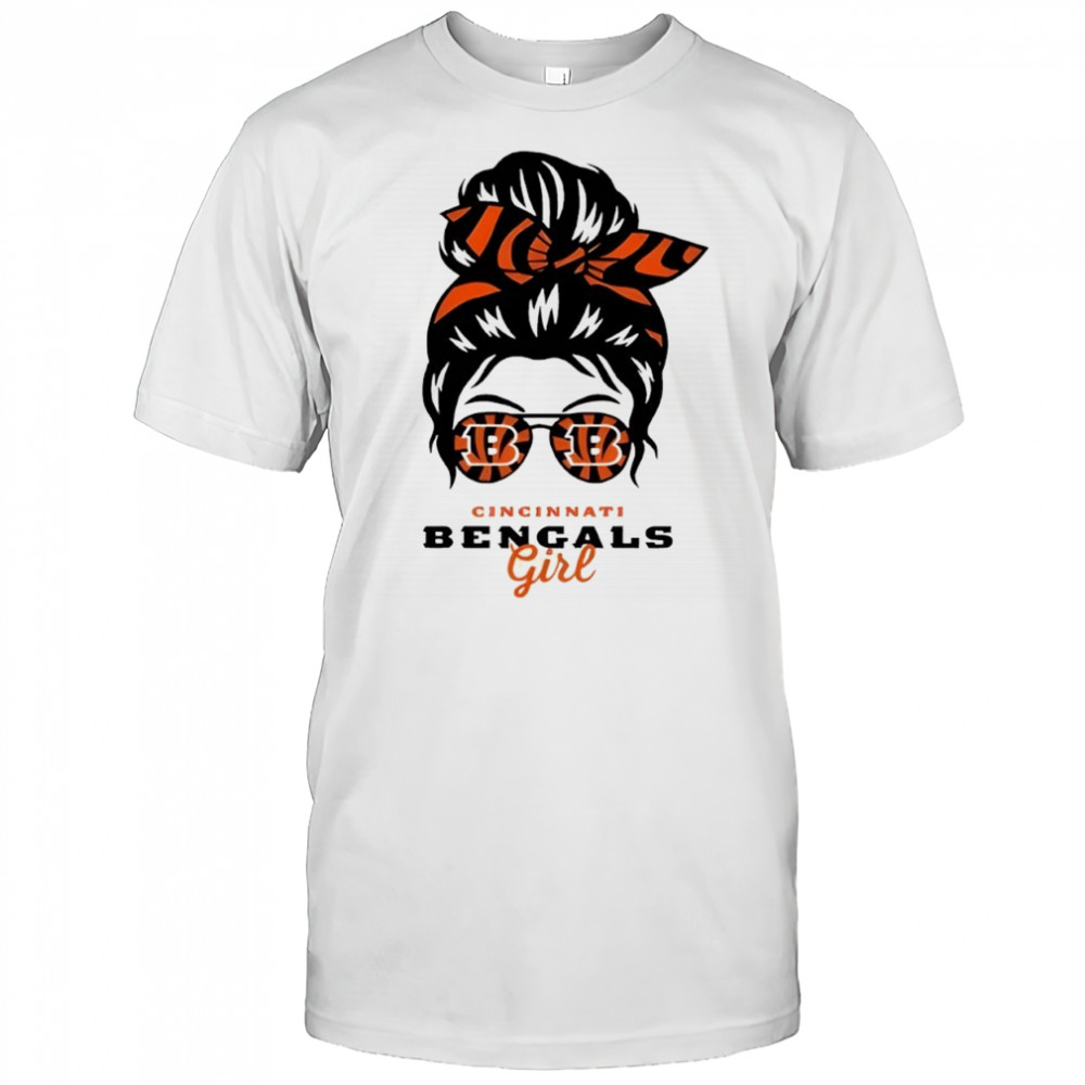 Cincinnati Bengals Girl Messy Bun Glasses shirt