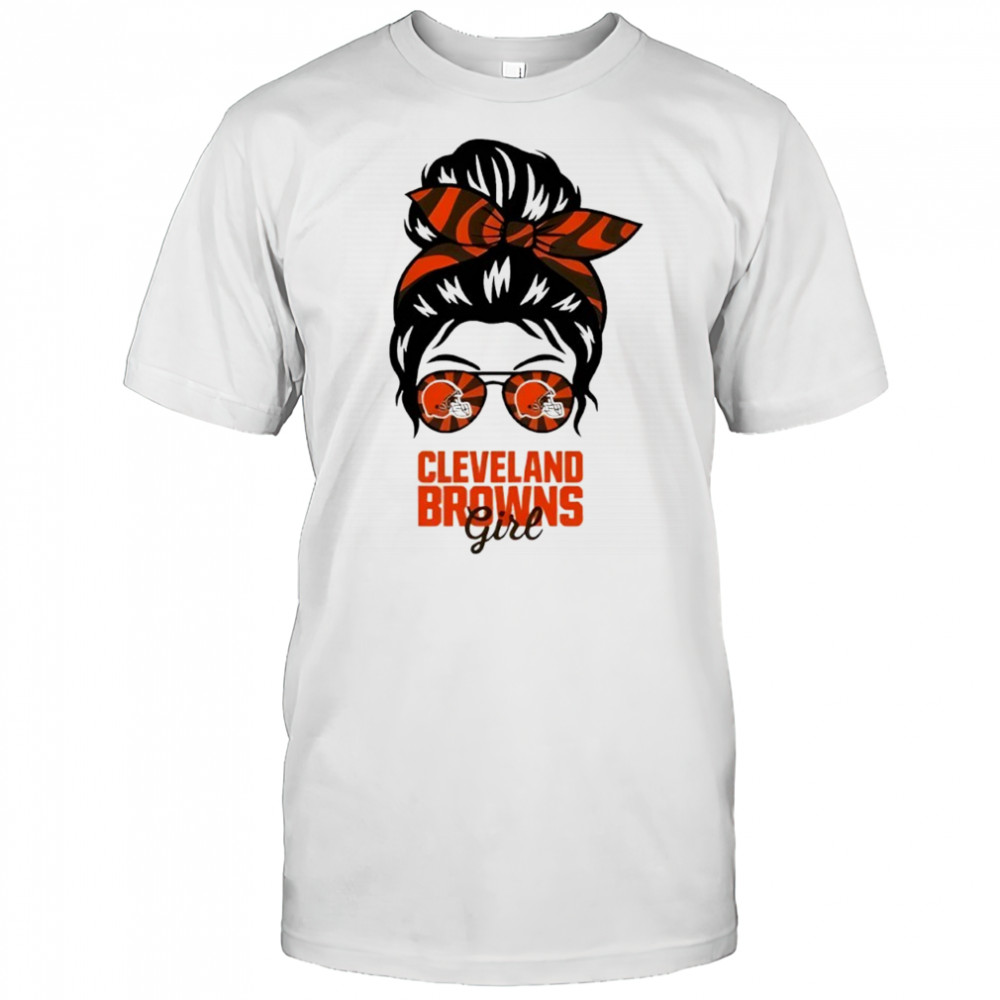 Cleveland Browns Girl Messy Bun Glasses shirt