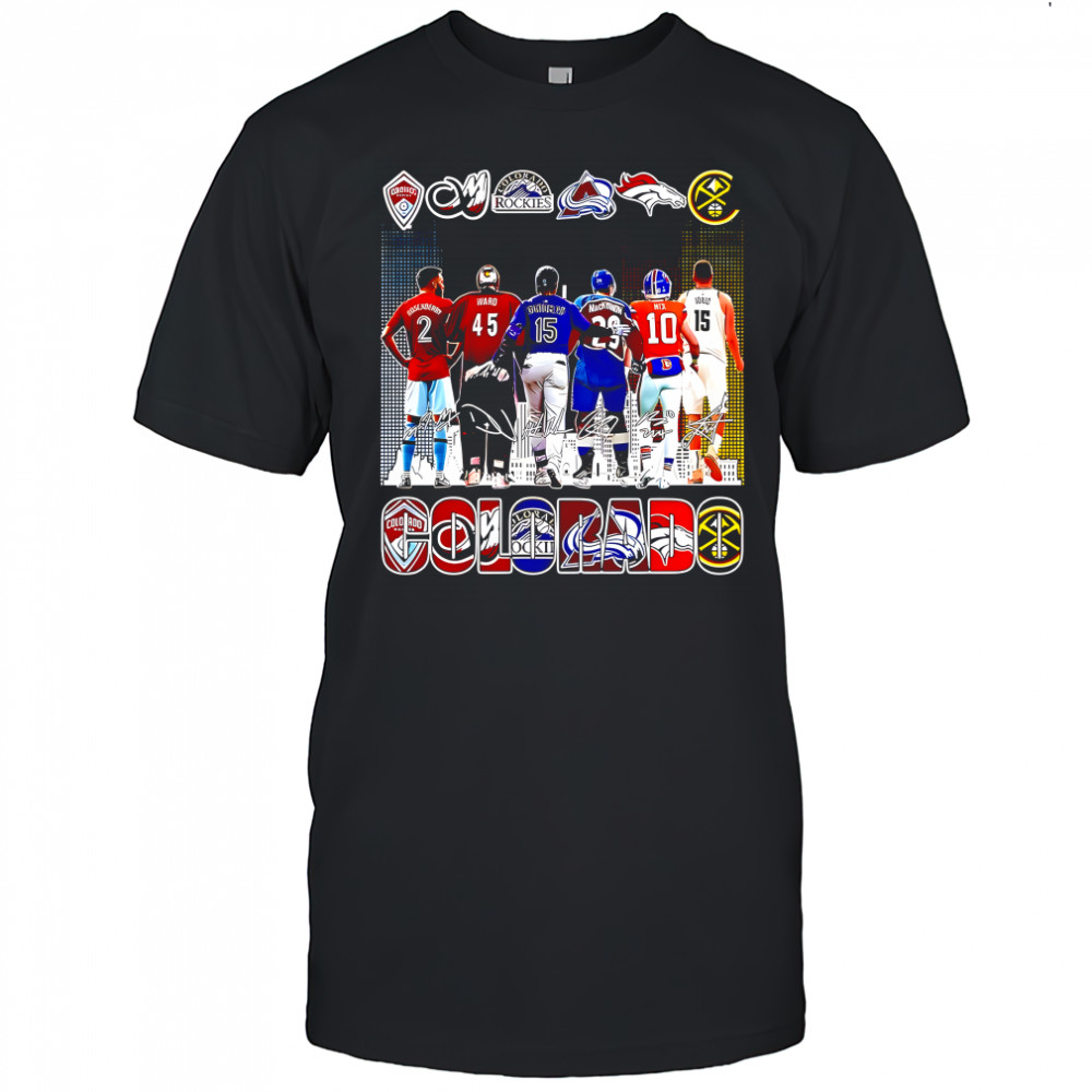 Colorado sports teams Rockies x Mammoth x Broncos x Avalanche x Nuggets players signatures shirt