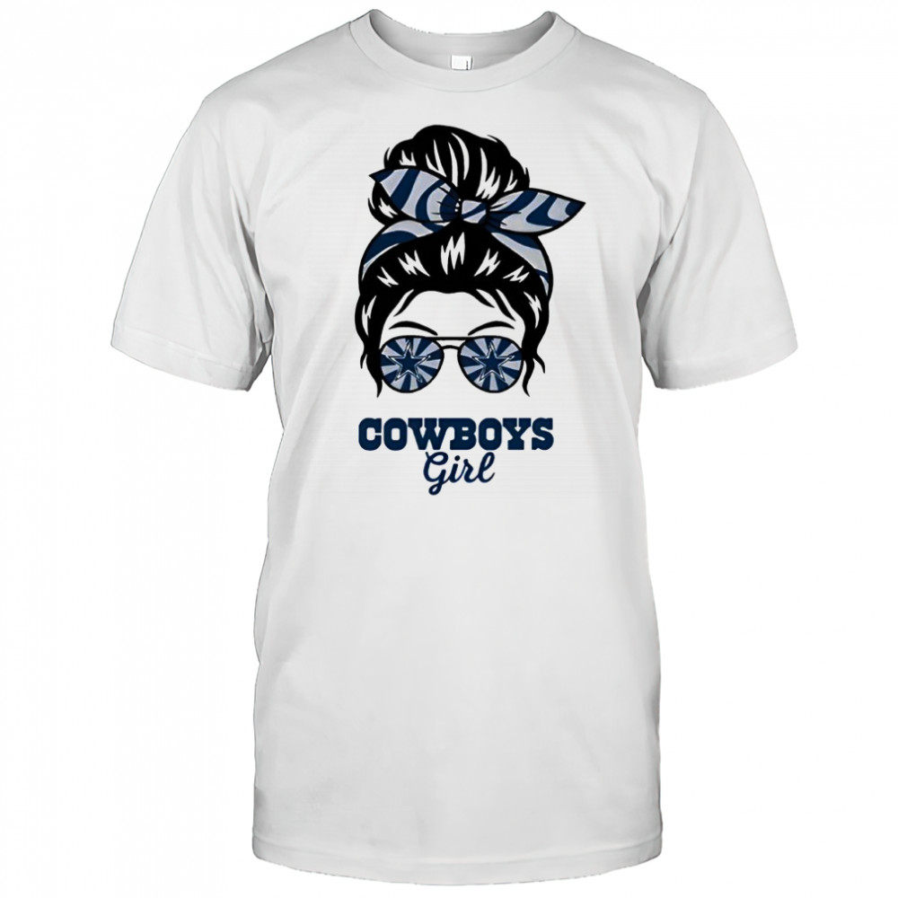 Dallas Cowboys Girl Messy Bun Glasses shirt