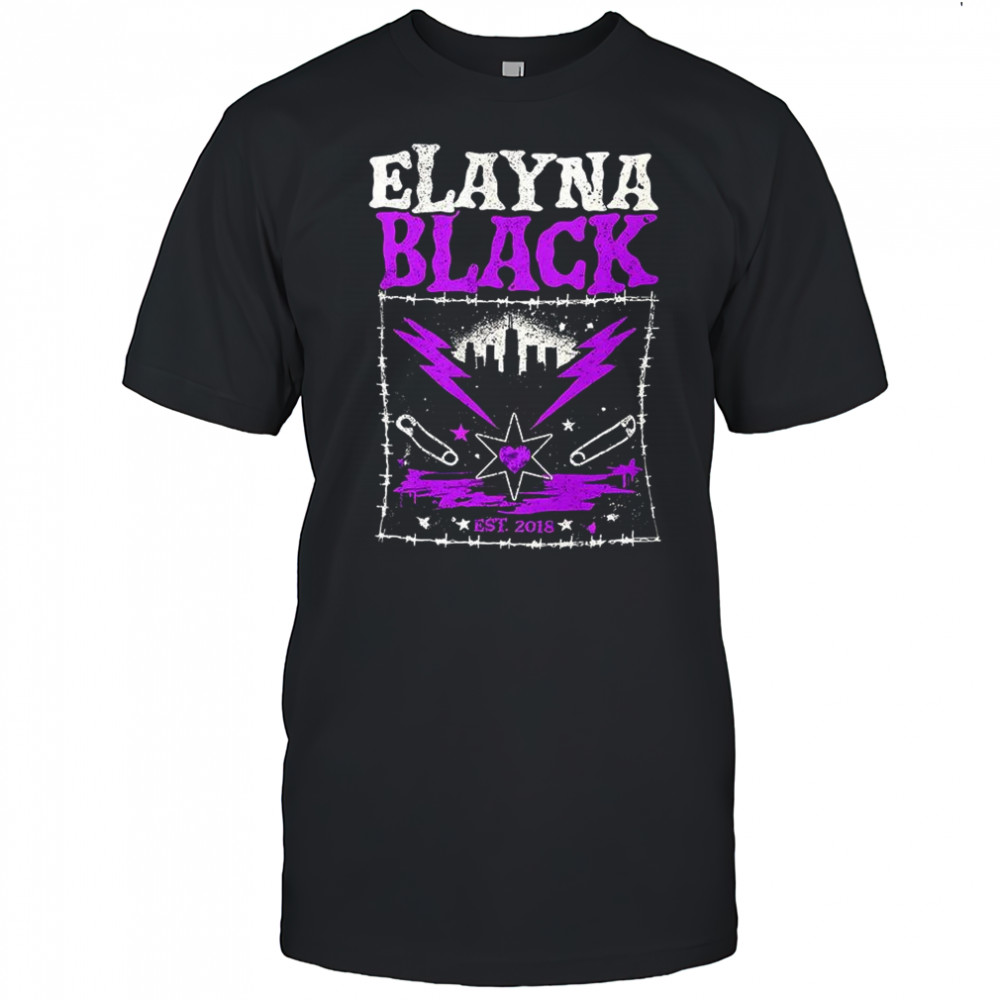 Elayna Black WWE since 2018 city skyline lighting pin barbed wire frame shirt