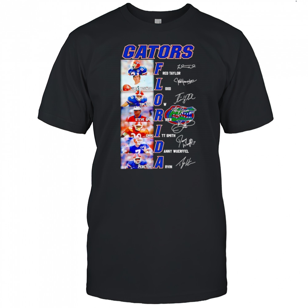 Florida Gators Fred Taylor Youngblood Tebow Spurrier Smith Wuerffel Harvin signatures shirt